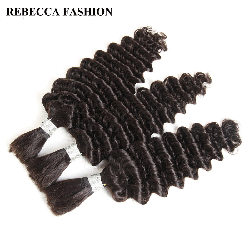 Rebecca Brazilian Remy Deep Wave Bulk Human Hair For Braiding 3 Bundles Free Shipping 10 to 30 Inch Natural Color Extensions