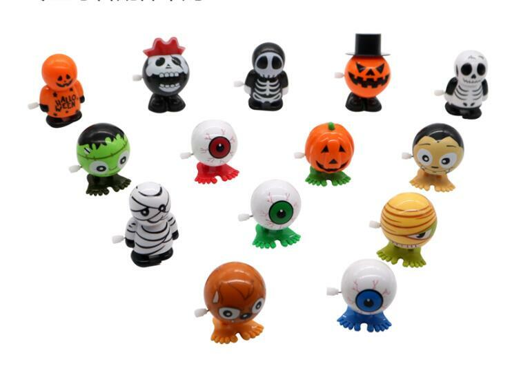 iWish Halloween Wind Up On The Chain Jump Ghost Black Human Skeleton Jumping Human Skull Gift Toy For Kids Toys All Saints' Day