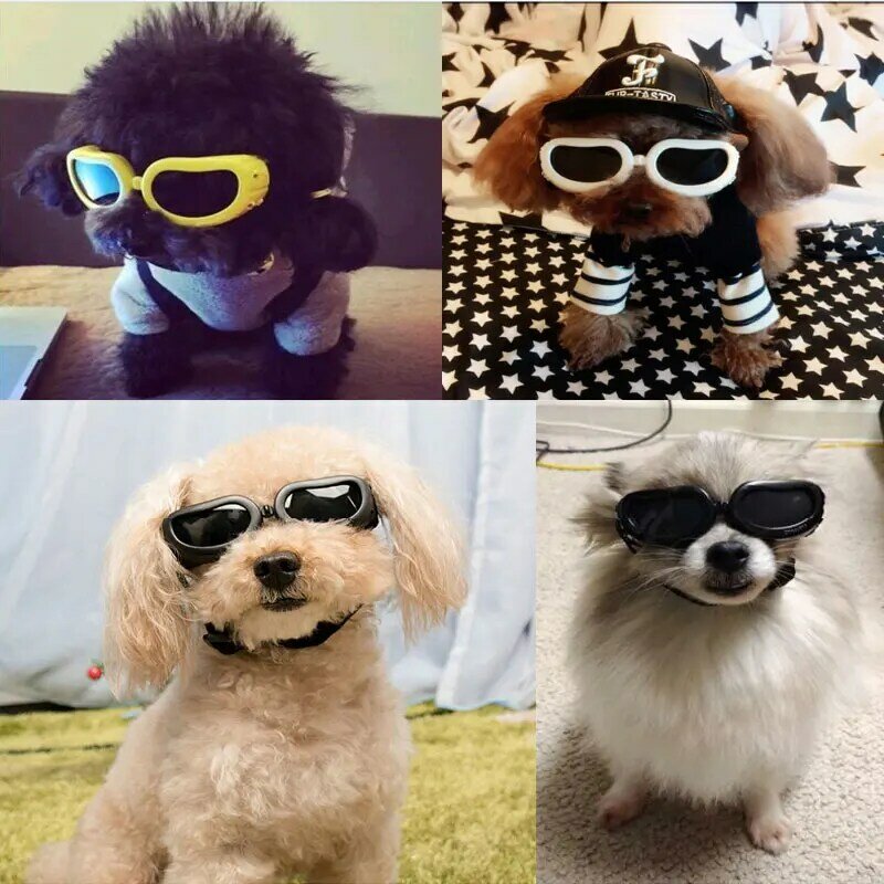 Regulowany obroża dla psa okulary gogle wodoodporna wiatroszczelna okulary ochrona UV okulary przeciwsłoneczne dla małych psów koty 4 kolory