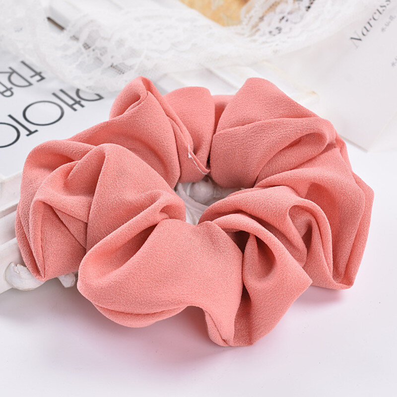 Feminino meninas scrunchies cor sólida chiffon rabo de cavalo suporte, acessórios para o cabelo, bandas de cabelo elástico, cabelo scrunchy