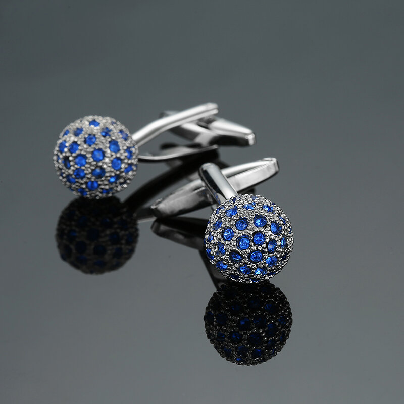 Novità gemelli di cristallo bianco blu di lusso per gioielli da camicia con bottone argentato in oro con Design di alta qualità di marca da uomo