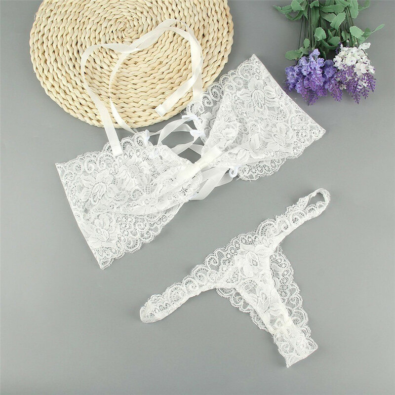 1 Set Panties Woman Lace Sexy G-String Briefs Lingerie Low Waist Crotch Cotton Woman Thong T-back Female Underwear For Woman