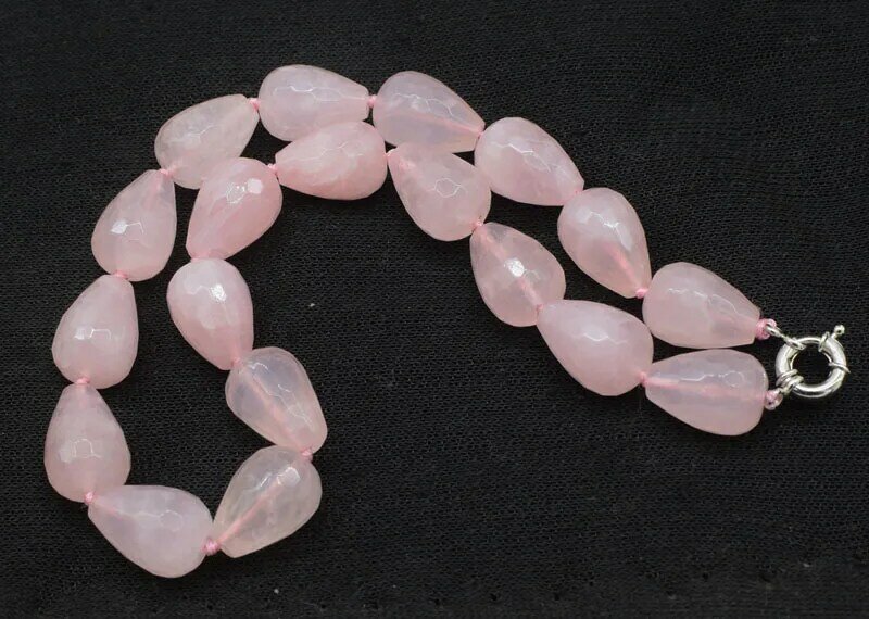 Ожерелье из розового кварца с гранеными каплями, 15*20 мм, опт, бисер, 17 дюймов, подарок FPPJ