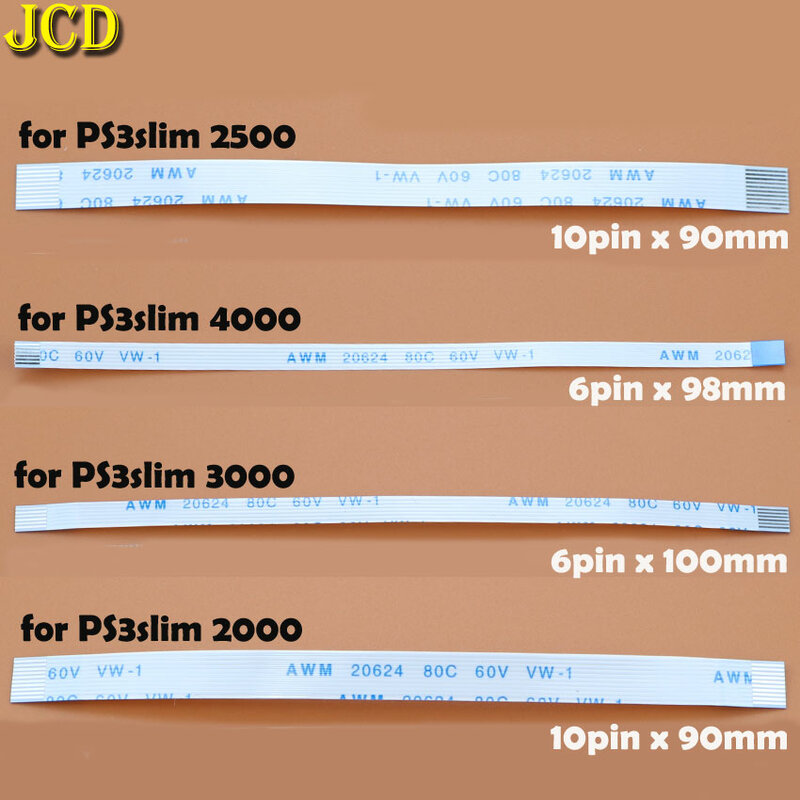 Jcd 2 Stück 6-poliges 10-poliges Band-Flex kabel für ps3 Slim Controller-Lade platine und Netzschalter-Flex kabel