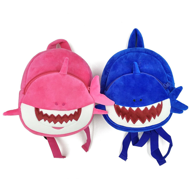 Dropship Cute Baby Cartoon Shark Kids School Bags for Girls Plush School Backpack Blue Rose Color Boys Schoolbag