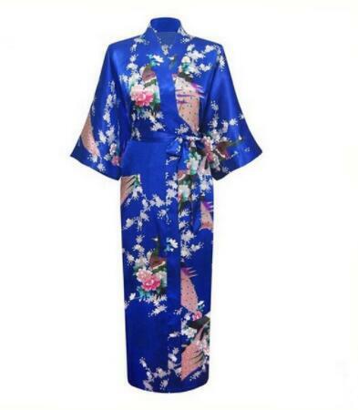 Plus rozmiar XXXL chińskich kobiet długa suknia druku kwiat paw Kimono szlafrok panna młoda druhna szaty ślubne seksowna bielizna nocna