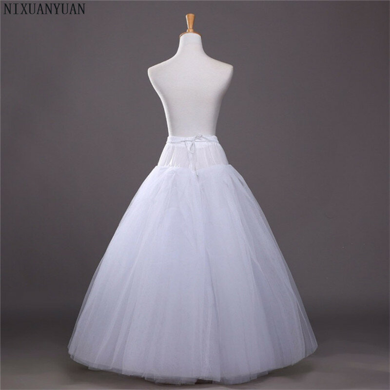 A-line Style White Petticoat for Dress One Hoops 4 layers Wedding Accessories Underskirt Free Size Crinoline wedding petticoats