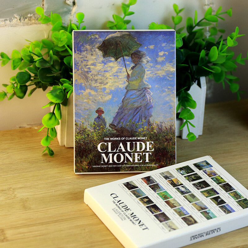 Tarjeta postal de pintura al óleo de Claude Monet, tarjeta de felicitación, tarjeta de deseos, regalo de moda, arte Vintage, lote de 30 hojas