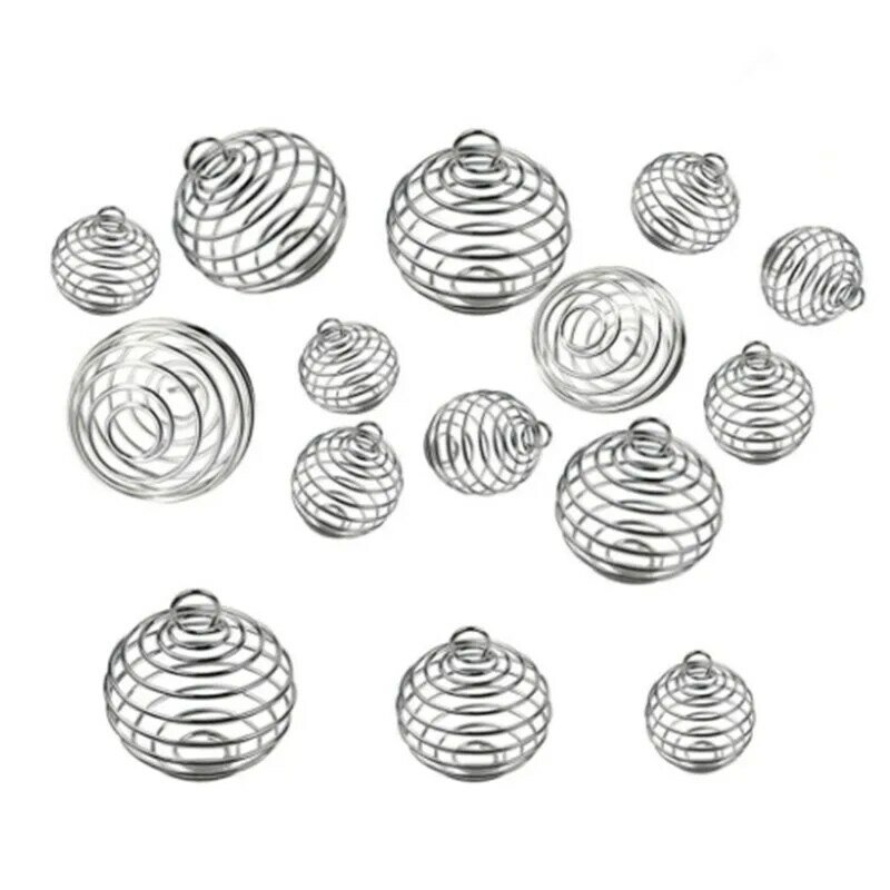 30Pcs Alloy Spiral Bead Cages Hangers Ambachten Sieraden Maken Bevindingen Silver-Kleur