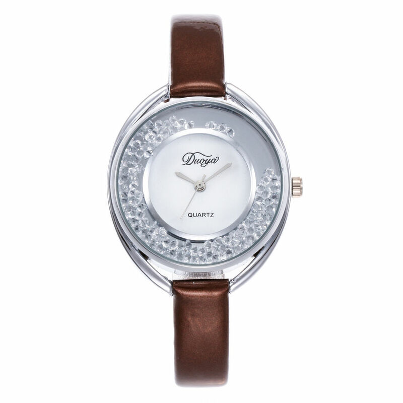 Novo relógio das senhoras fluindo strass relógio de couro pulseira fina moda feminina relógios senhoras quartzo relojes bayan kol saati relogio