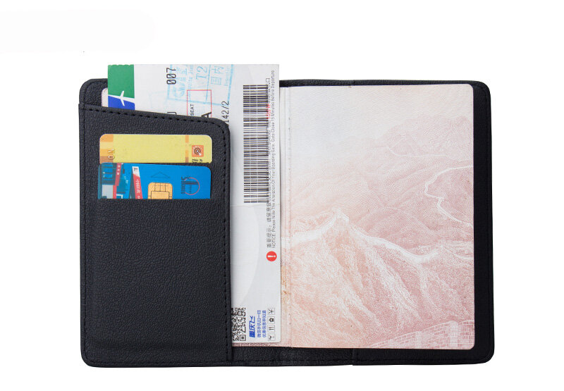 عالية الجودة حامل جواز سفر الأعمال مع فتحات بطاقة الهوية متعددة تذاكر الطيران شيك ملاحظة جواز سفر يغطي قبول مخصص