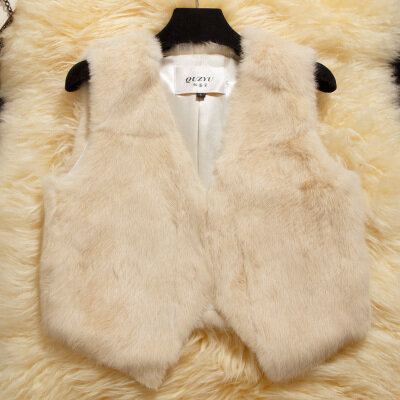 Luxury Genuine Rabbit Fur Vest Waistcoat Autumn Winter Women Fur Gilet Lady Outerwear Coats Clothing 0719