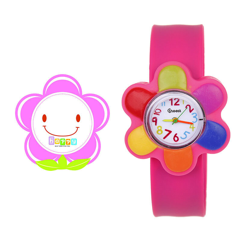 Reloj de pulsera de cuarzo con forma de Animal/planta para niños, 1 piezas, correa de silicona, estilo de dibujos animados en 3D, regalo de cumpleaños