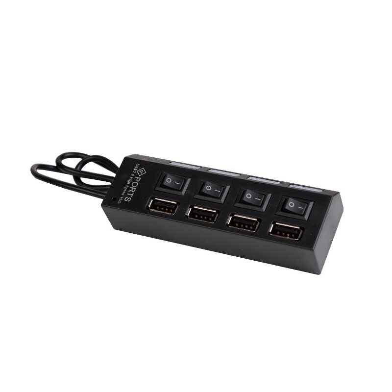Hub USB 2,0 de alta velocidad, 4 puertos, portátil, interruptor divisor de 480 Mbps, adaptador, periféricos para PC, notebook y portátil