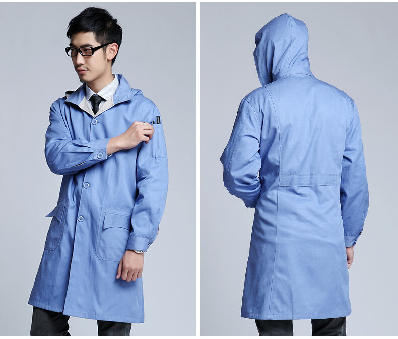 INSAHO electromagnetic radiation protective overalls with double layer,EMF shielding men lab coat,metal fiber material,SHD003.