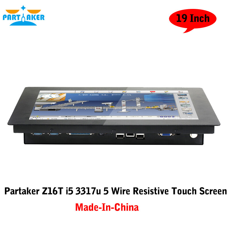19 Inch 2 Mm Intel Core I5 3317u Made-In-China 5 Draads Resistive Touchscreen Industriële Computer