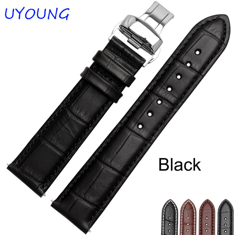 Pulseira de couro genuíno, pulseira Tissot, acessórios de relógio preto e marrom, venda quente, 18mm, 19mm, 20mm, 21mm, 22mm, 24mm