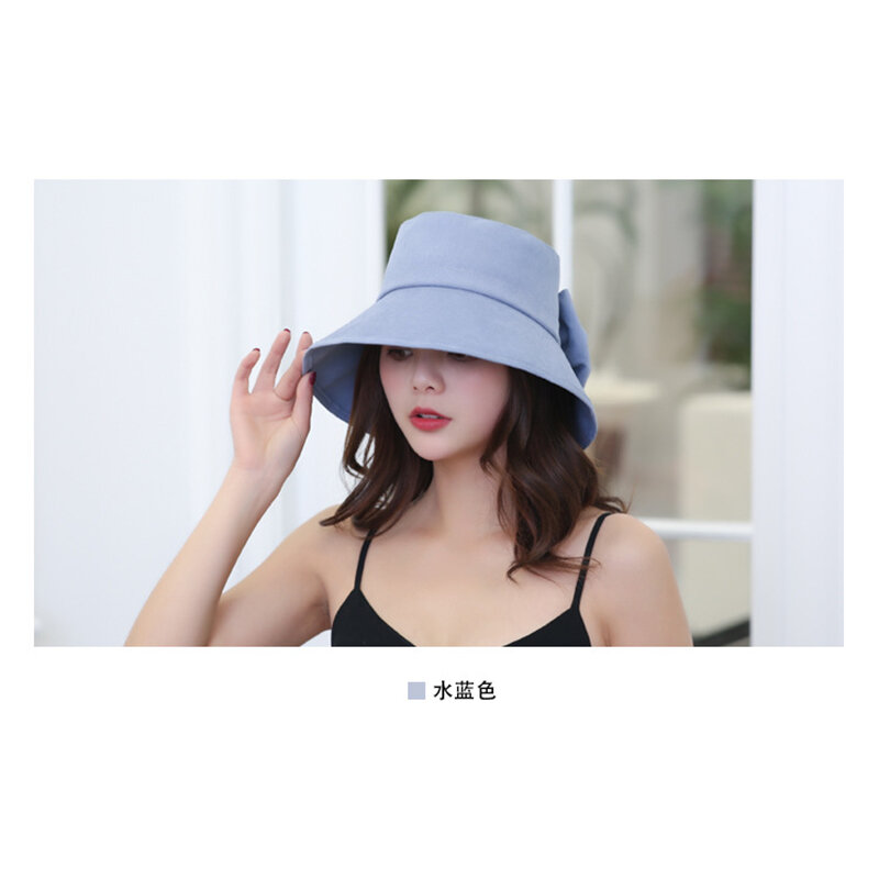 Suef/2019 nova cor sólida algodão veludo boné arco chapéu de sol feminino verão viagem pano boné protetor solar dobrável pescador chapéu