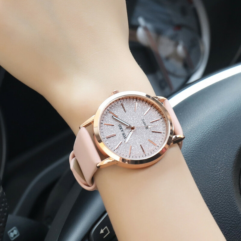 Moda damska damska proste eleganckie zegarki kryształ genewa Faux Leather analogowy zegarek kwarcowy na rękę zegar saat prezent Reloj Mujer