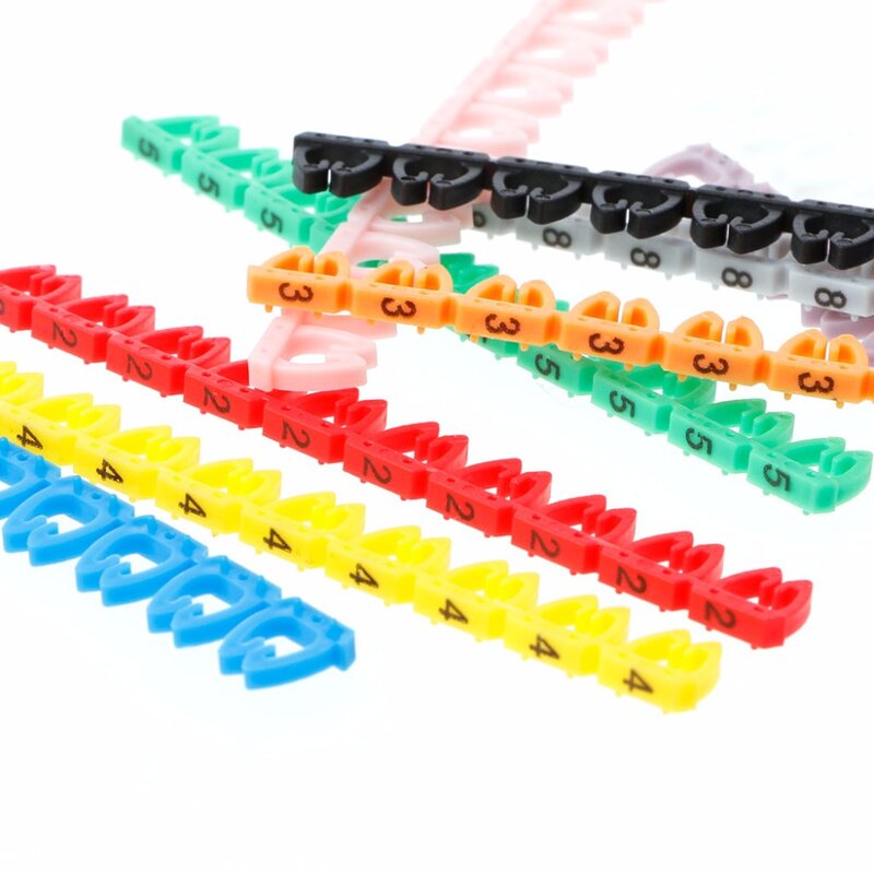 100 unids/set/juego de etiqueta de Cable numérico colorida para Cable de red RJ45 RJ11 RJ12