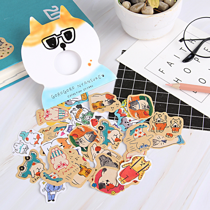 30 Pcs/pack Cute Cat Stiker Dekoratif Alat Tulis Stiker Scrapbooking DIY Diary Album Tongkat Label