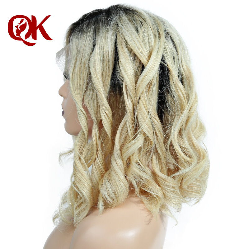 QueenKing hair Lace Front Wig 180% Platinum Blonde 1B 613 Bob Wig loose wave Free Part Preplucked Brazilian Human Remy Hair