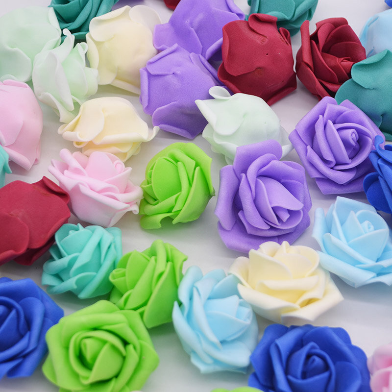 Fake Foam Rose Flower Head, flor artificial para casamento, festa de aniversário, decoração de casa, grinalda DIY, artesanato guirlanda, 4cm, 50pcs
