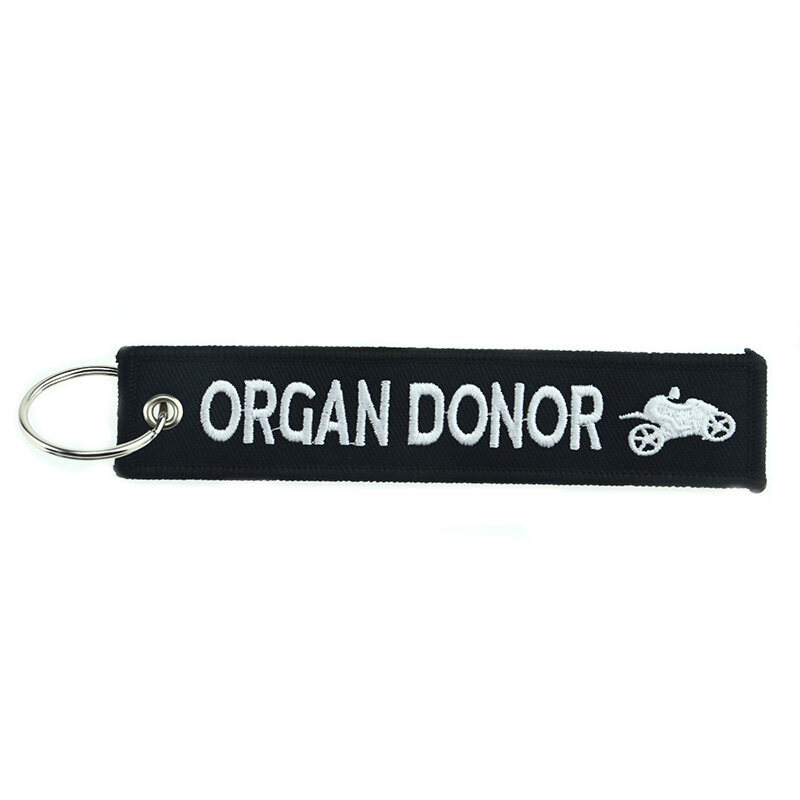 3 ชิ้น/ล็อตพวงกุญแจแฟชั่น Key Tag Organ Donor พวงกุญแจสำหรับรถจักรยานยนต์เย็บปักถักร้อย Key แหวนกุญแจความ...