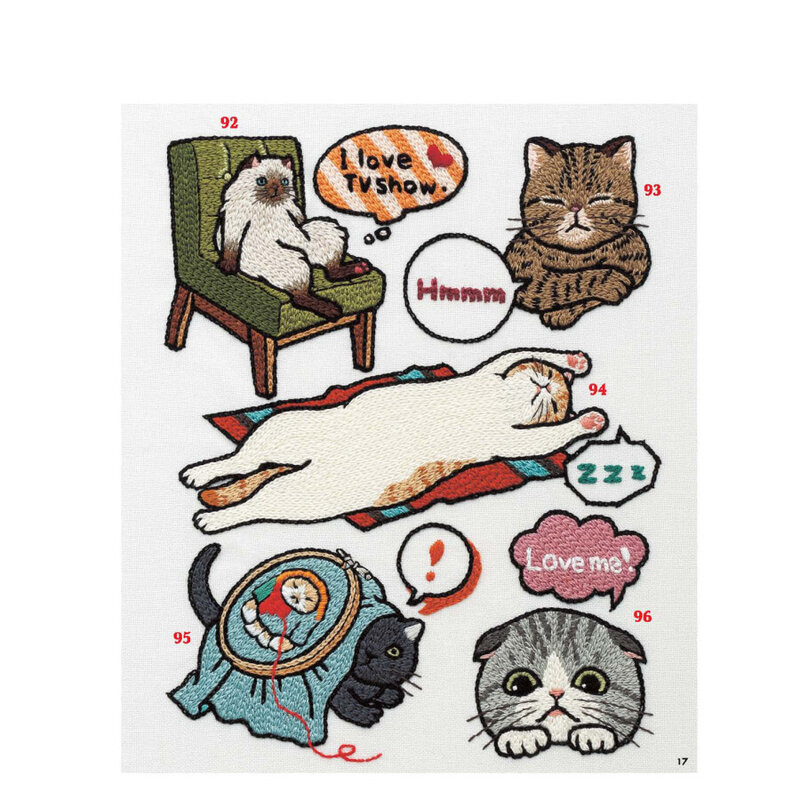 새로운 치료 귀여운 고양이 자수 380 패턴 일본어 수제 도서 중국어 버전