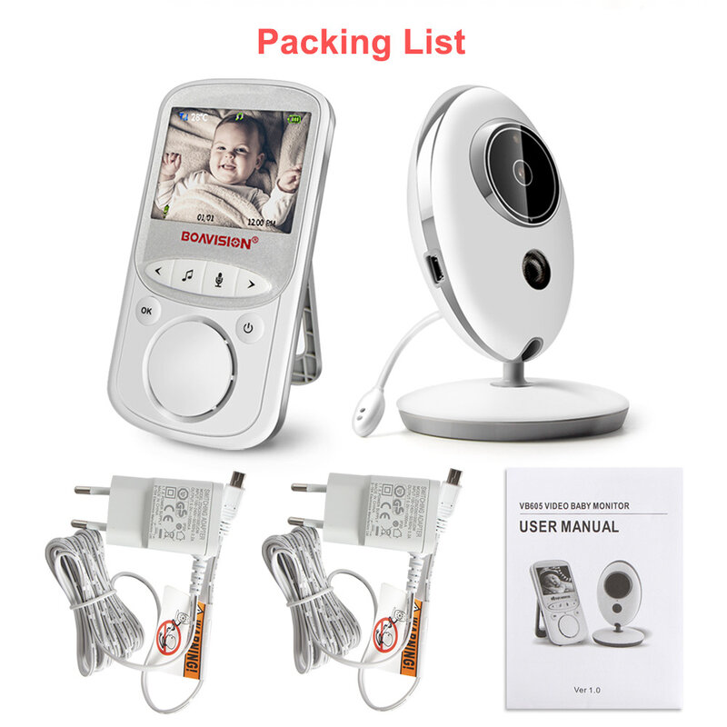 Sem fio LCD Audio Video Baby Monitor, Nanny Radio, Music Intercom, Câmera do bebê portátil, Walkie Talkie, VB605, IR, 24h