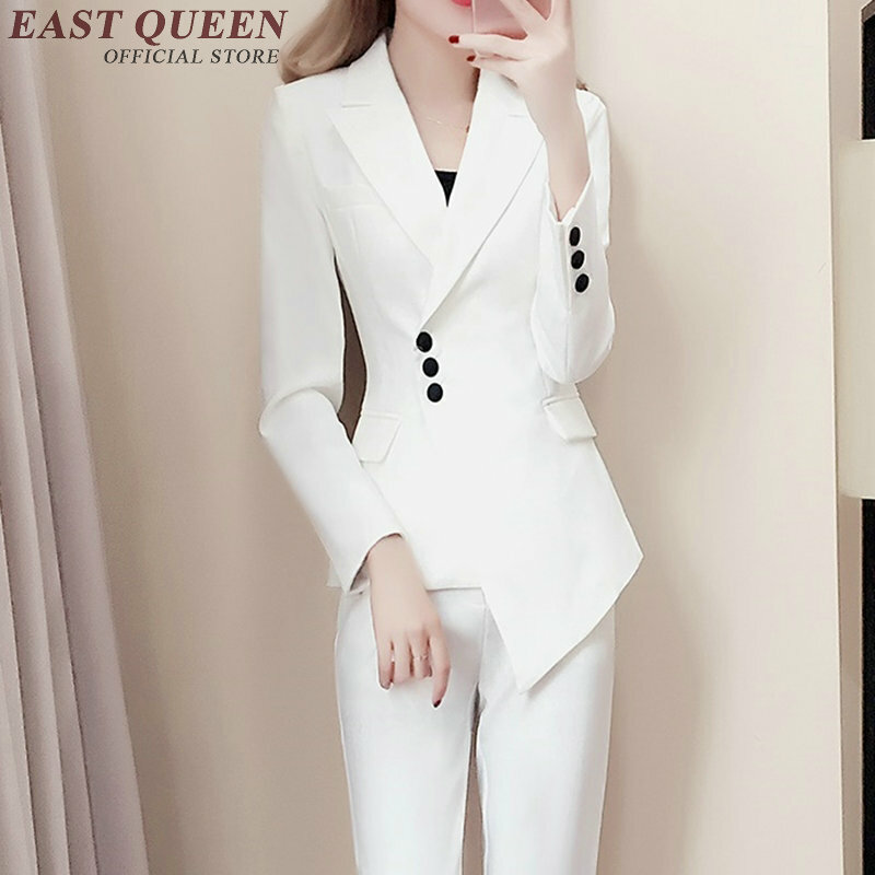Damskie garnitury biurowe blazer biały czarny garnitury biurowe dla kobiet moda biuro jednolite wzory kobiety DD254