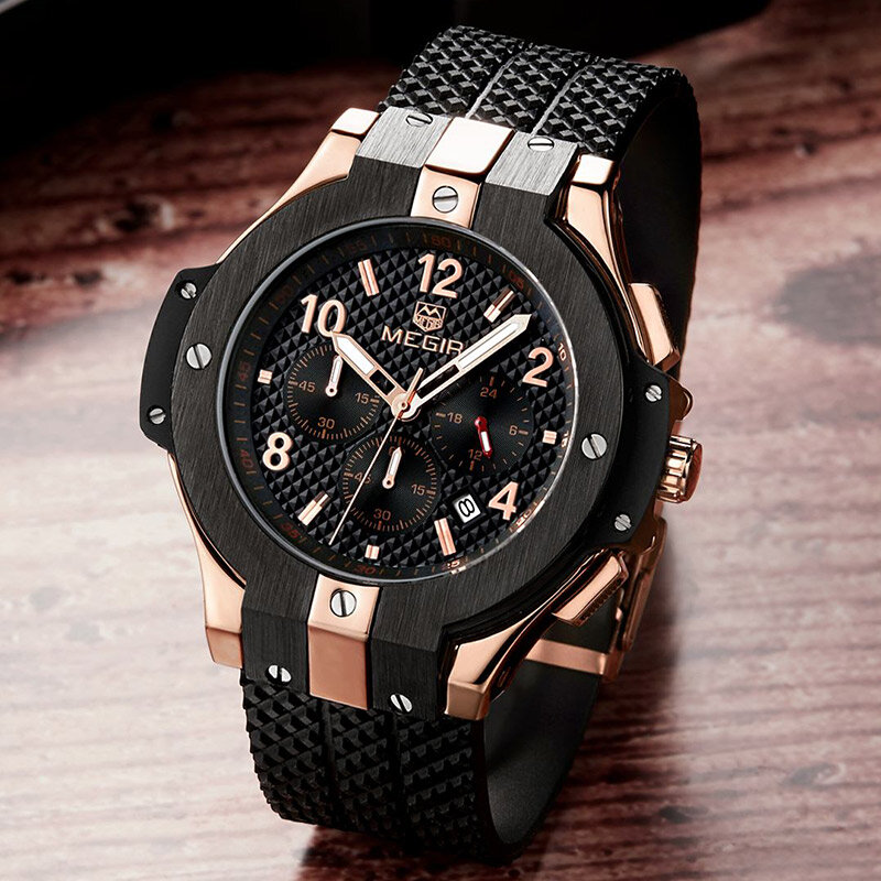 MEGIR спортивные часы с хронографом, мужские креативные армейские кварцевые часы с большим циферблатом, мужские наручные часы, часы Relogio Masculino