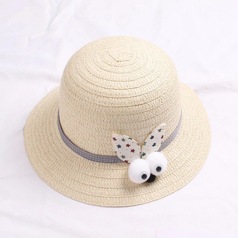 JUILE LI / 2020 summer hot new cute rabbit head children straw hat girls princess hat travel student visor beach hat two-piece