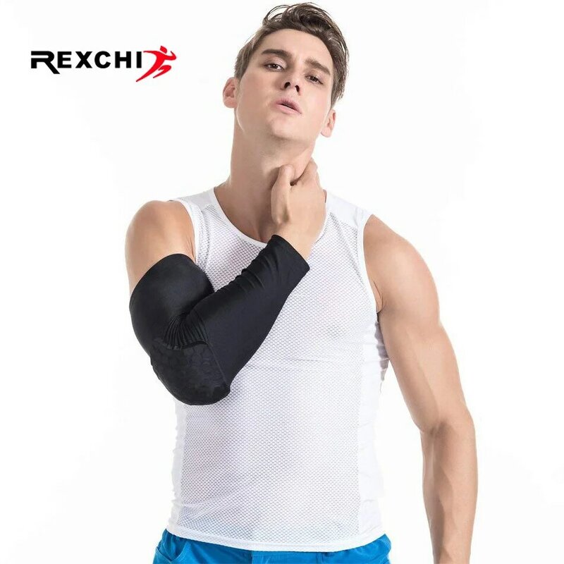 WorthWhile-almohadillas de soporte para codo de baloncesto, Protector de Fitness, mangas elásticas de compresión para brazo, voleibol, panal de abeja, 1 unidad