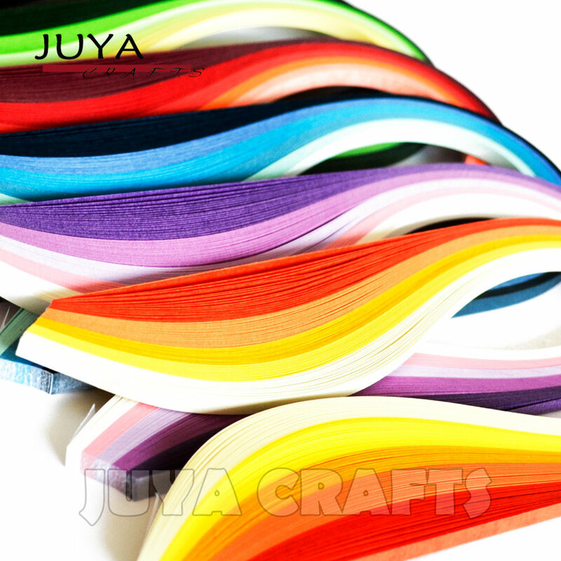 Ozdoby papierowe JUYA 30 odcieni kolorów, długość 390mm, szerokość 3/5/7/10mm, 600 pasków całkowity papier do majsterkowania pasek ręcznie robiony papier rzemiosło