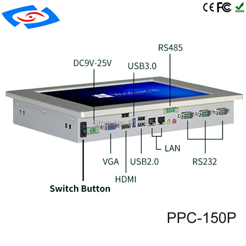 2024 15" Industrial Panel PC With Celeron N2930 CPU  4G RAM 64G SSD  4 COM  2 LAN