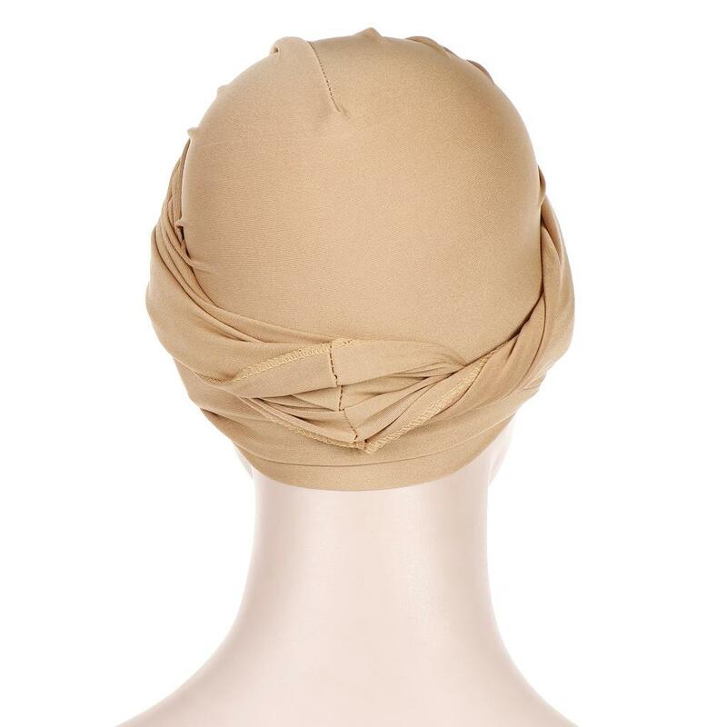 Twist Knot Women Hijab musulmano cappello interno cofano elastico Underscarf chemio Cap Turbante copertura per la perdita dei capelli berretti copricapo foulard