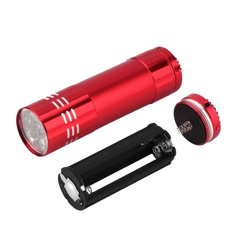 Lanterna de led ultravioleta 9 preta, luz roxa, lâmpada preta, portátil, alumínio, uv, produto exclusivo para ano novo