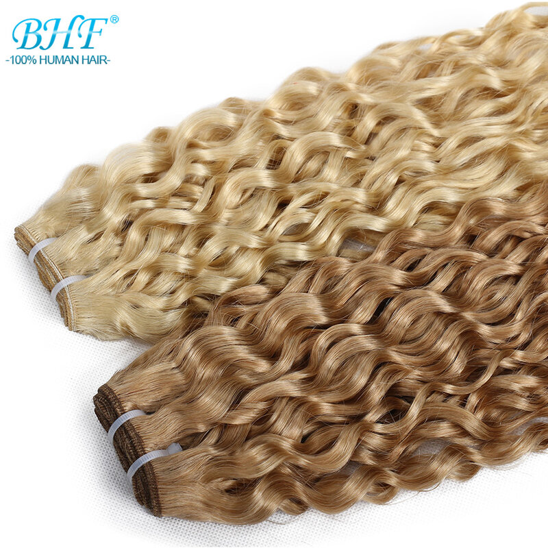 BHF Water Wave Human Hair Bundles P27/613# Highlight Piano Ombre Blonde  Remy Hair Weft 100g 18"20"22"24"Length