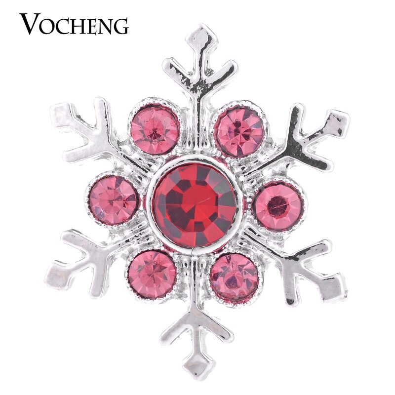 Vochengボタンスナップチャーム18ミリメートル4色派手なスノーフレーククリスマス女性のためのVn-1143
