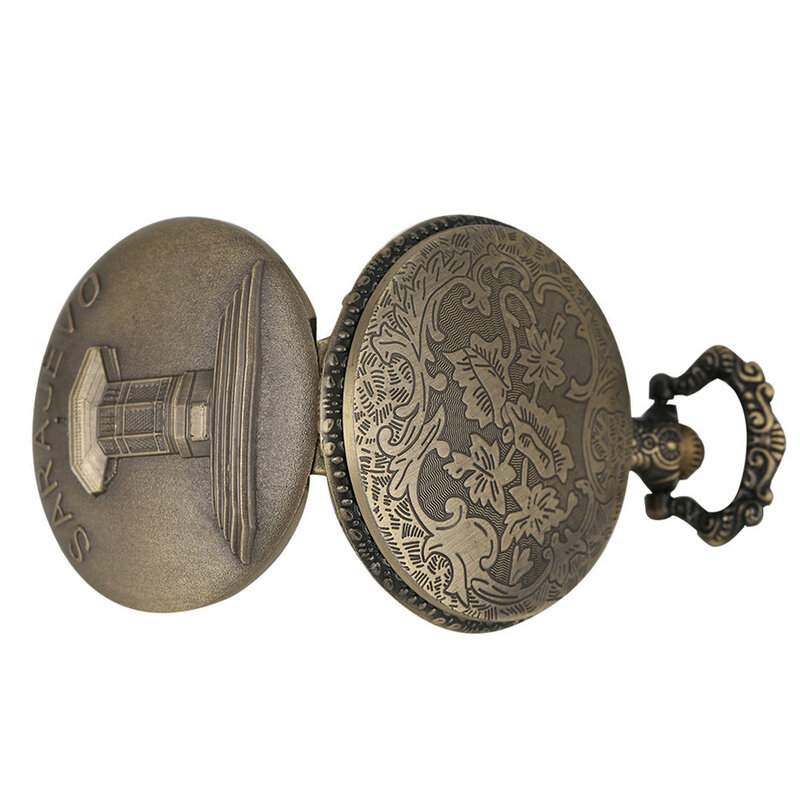 Reloj de bolsillo Retro de bronce para hombre y mujer, cronógrafo de cuarzo con diseño de Sapele, Sapele y Sapele, ideal para regalo