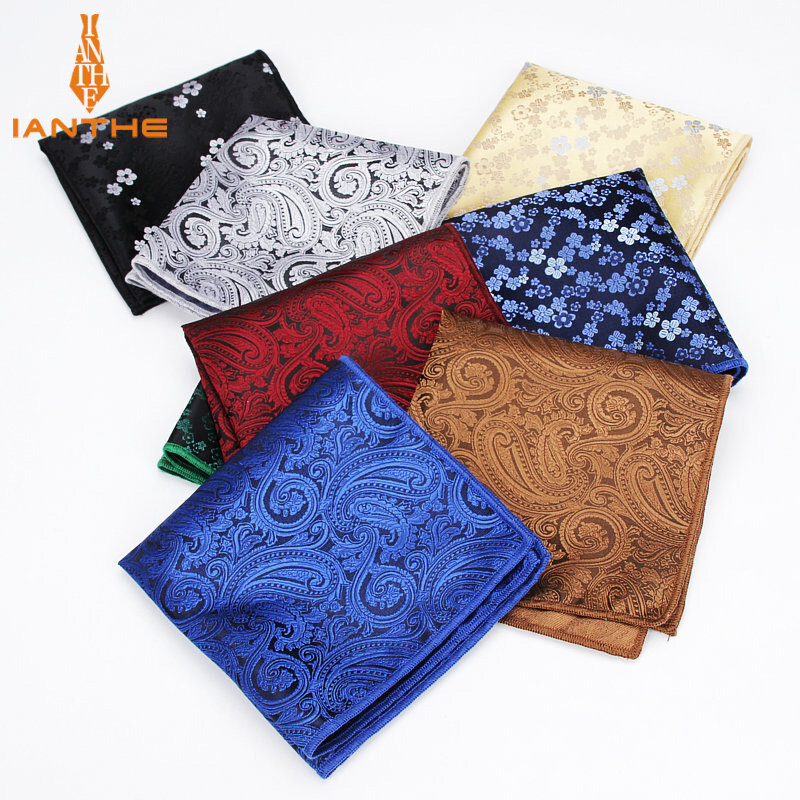 Brand Paisley Silk Handkerchiefs Mens Flower Pattern Hanky Mens Casual Square Pockets Handkerchief Wedding Fashion Hankies Towel