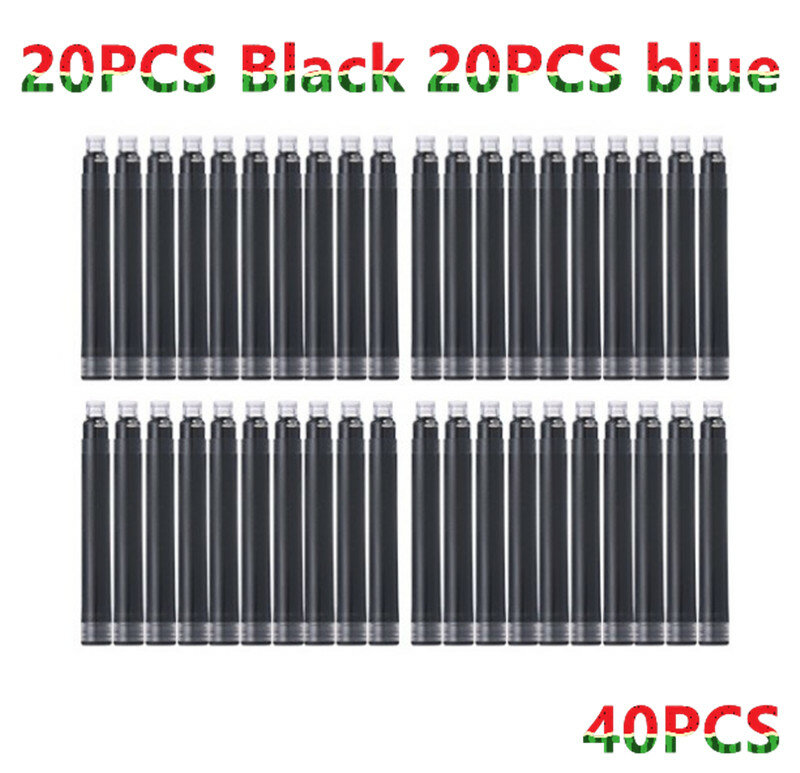 Recarga de cartucho de tinta desechable para pluma estilográfica, color azul y negro, 40 unidades, precio al por mayor