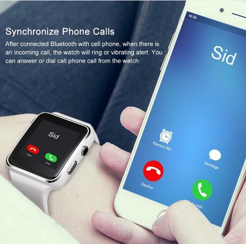 새로운 x6 스마트 시계 카메라 터치 스크린 지원 sim tf 카드 블루투스 남자 smartwatch 아이폰 xiaomi 안드로이드 전화