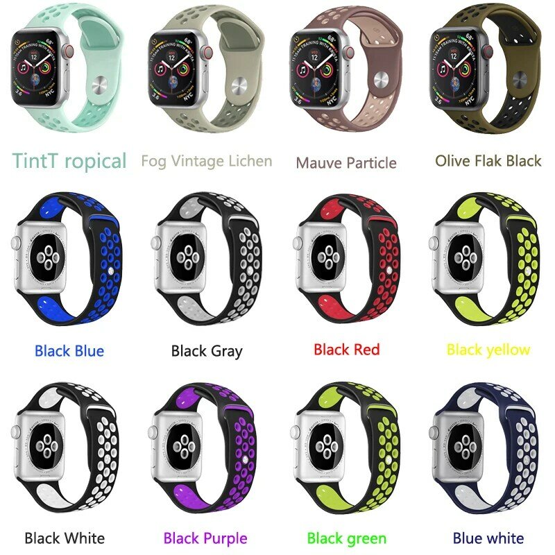 Sport Silicone strap for Apple watch band 4 44mm 40mm correa aple 42mm 38mm iwatch 3 2 1 band wrist Bracelet Watch Accessories
