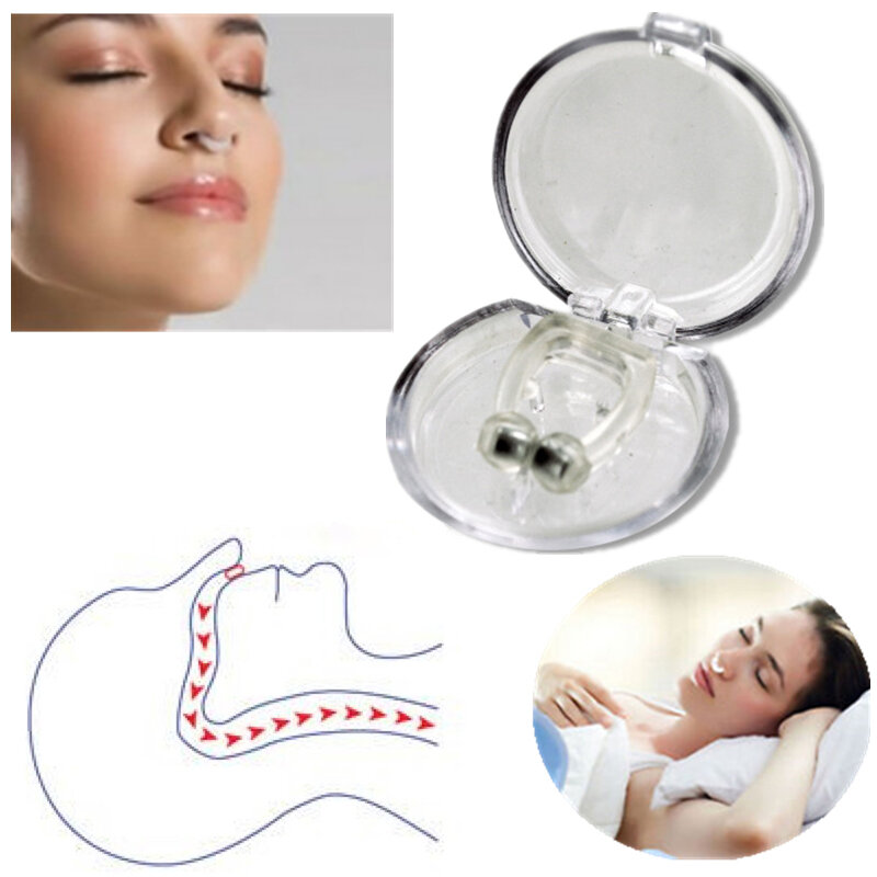 Silicone Magnet Nose Clip com Case, Anti Snore Device, Sleeping Aid, Apnéia Guarda, Noite, Parar de ronco, Drop Shipping, 1 Pc
