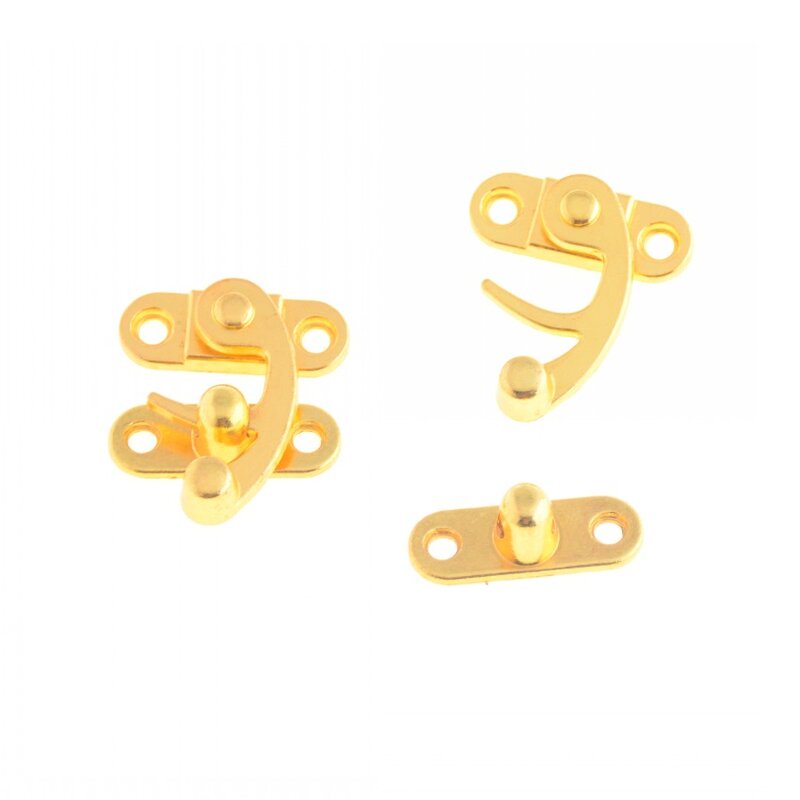 Free Shipping 4 Sets Golden Metal Hook Box Latches Clasp Bag Box Lock Purse Lock 33x28mm (not with screw) F1088