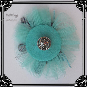 Free shipping!24pcs/lot  6cm tulle flower mesh flower with butterfly pins 3colors for your pick