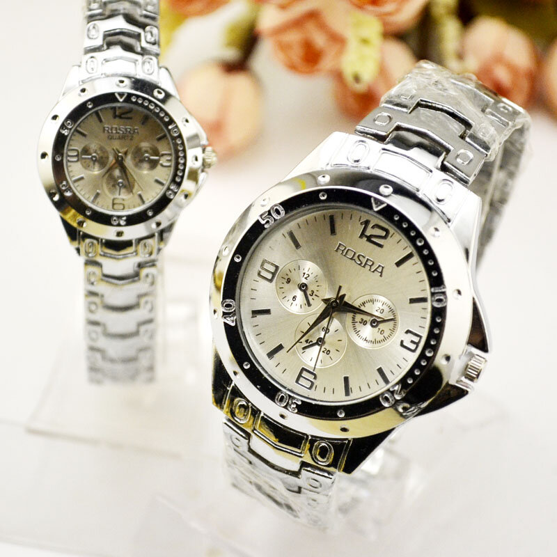 Moda Branco Relógios Casal, UM Par De Versão Coreana Da Tendência De Amantes Assistir Correia de Aço Relógio de Quartzo Dos Homens Assistir À Prova D' Água