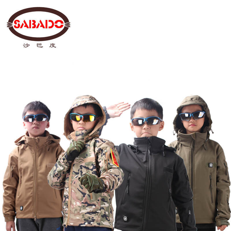야외 카모 방수 어린이 TAD 전술 상어 스킨 소프트쉘 사냥 재킷, 어린이 육군 코트 사냥 재킷